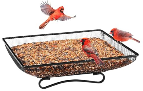 Boden Vogelfutterschale, Feinmaschige Bodenfutterstation, Bodenvogelfutterautomat, 8 cm Quadratischer Futterautomat Für Papageien,Dekorativer Vogelnetzfütterer Für Garten Terrasse Rasen Und Fenst