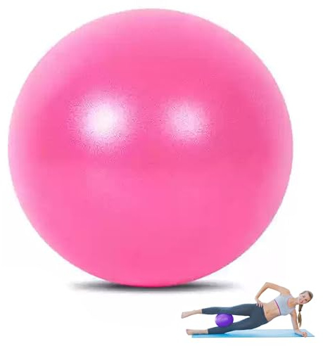 DDUP Pilates Balls 25cm/9.8 Inch,Anti-Burst Yoga Ball for Core Strength,Fitness,Balance,Lightweight & Portable Exercise Mini Barre Gym Ball,Inflatable Straw For Easy Inflation (Pink)
