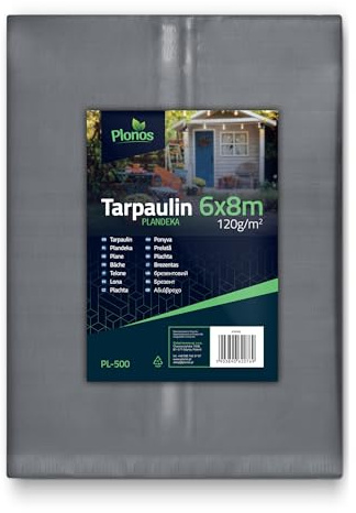 Plonos Telone 6 x 8 m, 120 g/m², impermeabile, resistente ai raggi UV, leggero con occhielli in metallo