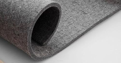 Filzmatte 10 mm - Filz Meterware 160x25 cm - extra dicht aus Polyester Filz 1200 g/m2 - Robuste Filzplatte für Schallschutz, Filzunterlage unter Maschinen, zuschneidbar, ideal für DIY, grau