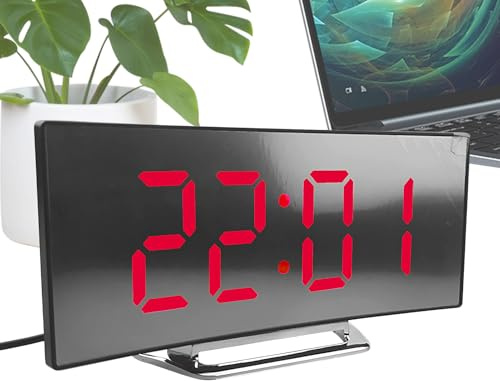 Rrlihjgu Orologio Digitale con Display,Display LED Grande Per Sveglia Digitale - Luminosità Regolabile Silenzioso Assoluto per Ragazzi Ragazze Adolescenti Studenti Anziani Soggiorno