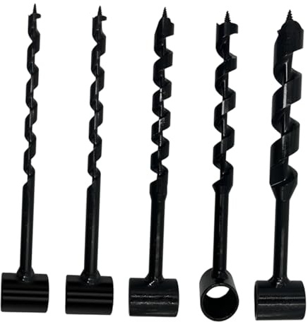 LOVIVER Trivella manuale per legno, scavatrice per buche, robusta attrezzatura manuale in acciaio al carbonio per barbecue, escursionismo e zaino in spalla, 5 Pezzi