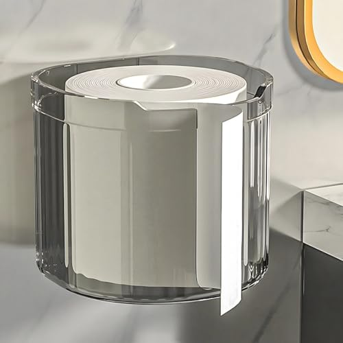 Tissue Box Holder Wall Mounted Toilet Paper Towel Dispenser Self Adhesive Wipes Holder for Bathroom Toilet Kitchen Desk-Gray