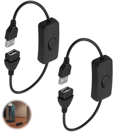 Stalora Câble USB 2PCS avec Interrupteur Marche/Arrêt, Rallonge USB pour Lampe, Prise USB 3.0, Câble de Données avec Commutateur Tactile, Compatible avec Appareils USB Encastrables et Systèmes iOS