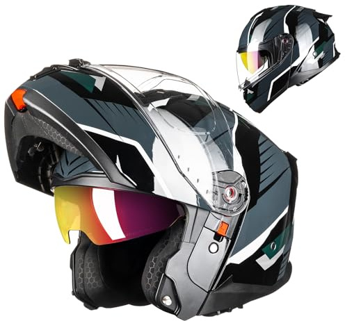 ILM Klapphelm Motorradhelm Integralhelm Herren Damen Modular Full Face Flip Up ECE22.06 DOT Motorrad Street Racing Modell B-711