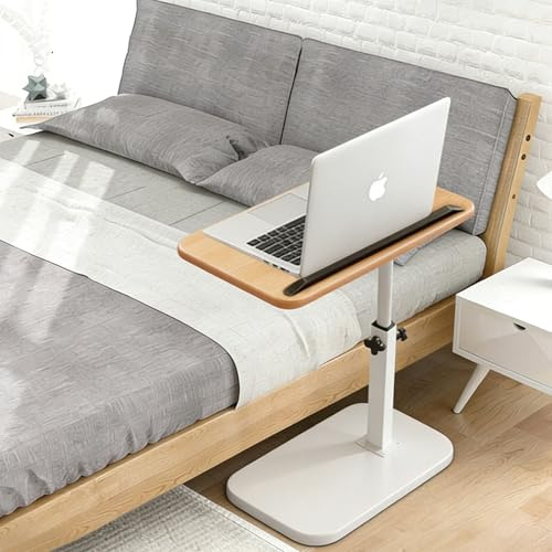Chingcoo Beistelltisch C Form, 360° Drehbarer Beistelltisch, Wohnzimmertisch Einstellbarer Höhe von 45-80 cm, Couchtisch, Kaffeetisch Side Table Sofa für Sofa Bett Kleine Räume (Natur)