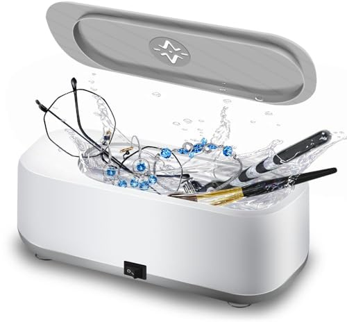 Ultrasonic Cleaner Jewelry Cleaner Machine, 45KHz Professional Sonic Cleaner for Ring, Earrings, Necklace, Silver, Eyeglass, Watches, Ultrasonic Cleaner Solution for Gifts