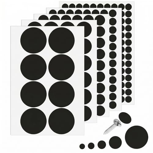 Ouligay 322 unidades de cubiertas para tornillos autoadhesivas, negras, 12/15/21/30/50 mm, redondas, para tornillos, agujeros para tornillos, pegatinas para armarios de pared, escritorios y muebles