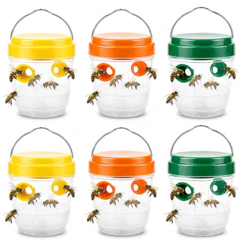 6 Piezas Trampa Avispas Exterior, Atrayente Atrapa Trampas para Avispas Exterior Reutilizable, Wasp Trap Desmontable, Antiavispas para Jardín Balcón Camping