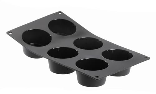De Buyer - Plaque de 6 Muffins MOUL'FLEX en silicone - 17,5 x 30 cm -, Noir