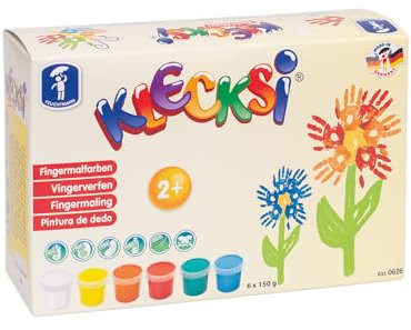 Feuchtmann KLECKSi Basic Maxi | 6 x 150g Fingermalfarbe | hautfreundliche Malfarben | ungiftig, auswaschbar | kreatives Malen für Kinder ab 2 Jahren