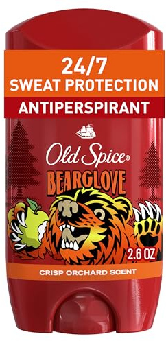 Old Spice Aluminum Free Deodorant for Men, 24/7 Odor Protection, 24/7 Freshness & Lasting Scent, Goes on Clear, Bearglove with Crisp Orchard Scent, 2.6 oz