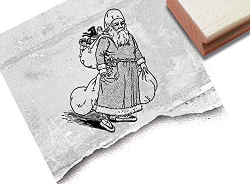 Stempel Weihnachtsstempel WEIHNACHTSMANN im Retro-Look - Bildstempel Weihnachten Karten Geschenkanhänger Geschenk Weihnachtsdeko - zAcheR-fineT