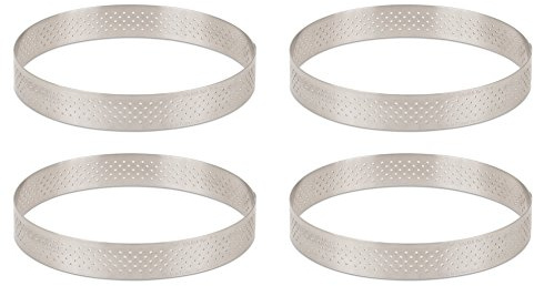 DeBuyer Valrhona Perforated Tart Ring - 5 inch Diameter, Set of 4 units