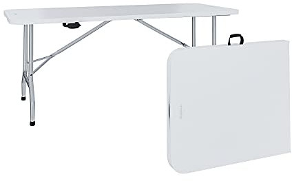 Tavolo Tavolino Pieghevole In Dura Resina Set Birreria Facile Trasporto Con Maniglie Ideale Per Giardino Campeggio Terrazzo Fiere Sagre 180 x 74 x 74 cm Colore Bianco