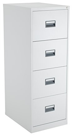 Office Hippo Heavy Duty Steel Filing Cabinet, 4 Drawer Filing Cabinet, Fully Welded Construction with 40kg Drawer Tolerance, Lockable Office Storage, 7 Year Guarantee, White