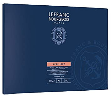 Lefranc Bourgeois 300686 Lefranc Bourgeois Papierblock für Acrylfarben - einseitig geklebt auf 15 Blatt 300gr/qm Größe A3,