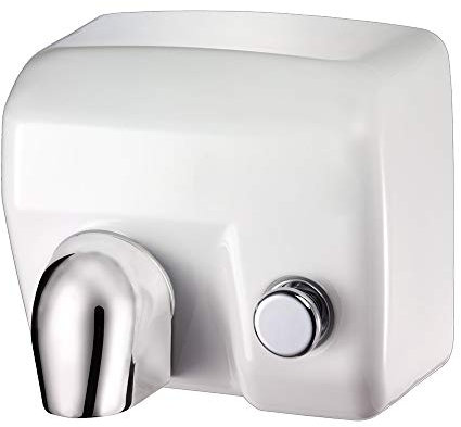 Inbagno Asciugamani Elettrico ANTIVANDALO con Pulsante 2400W Ariel Acciaio Bianco