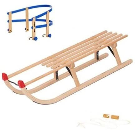 Colint Schlitten 100 Holz Rodel Winter Sport Kunststofflehne Leine