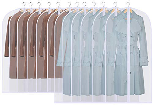 GoMaihe 12 Stück Kleidersack Anzug Lange, 60 x 120/100cm Rand Transparent Anzugtasche Kleidersäcke, Kleiderhülle Anzugsack Abendkleid Brautkleid Mäntel Hemden Mottenschutz Wasserdicht, MEHRWEG