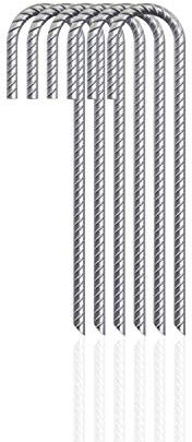 G&B Steel Ground Stakes Heavy Duty Galvanized Steel J Hooks Anchors, Garden Stake Pegs for Camping Tents Trampoline Canopies Animals Playset Sheds Car Ports Swing Sets - 12 Inch (6)