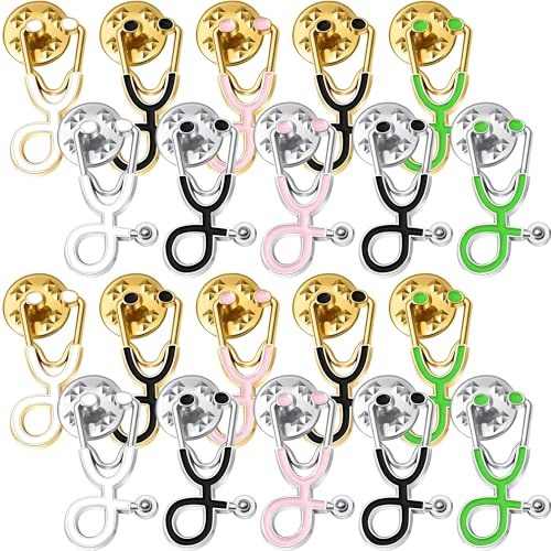 Yaomiao 10 Pcs Nurse Doctor Pins Nurses Week Gifts Bulk 2026 Stethoscope Brooch Pins Stethoscope Lapel Pin Cute Pin Badges for Christmas Doctor Nurse