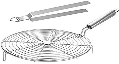 TreegoArt Rete per Acciaio con Pinza, Rete per arrosti, torrefazione in Filo di Acciaio Inossidabile, griglia per Rotoli,griglia per Chapati, torrefazione + Pinza