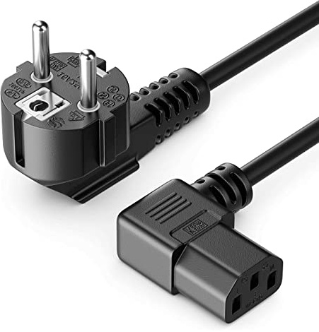 CABLEPELADO Cable de alimentación acodado CPU | Enchufe Tipo F (CEE 7/4) 90° en Ángulo Toma de Entrada C13 Enchufe 90° en Ángulo | Sección 1 mm² | Ordenador, Monitor, Impresora | Negro | 5 Metros
