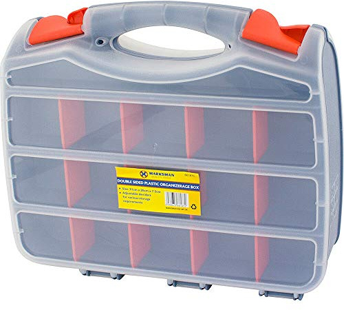Tool Box Storage For Bits - 2 Sided Storage Organiser 30 Compartments Case Handle Screws Diy Assorted | Hardware Work Tools Bits | Adjustable Dividers | Double Sided