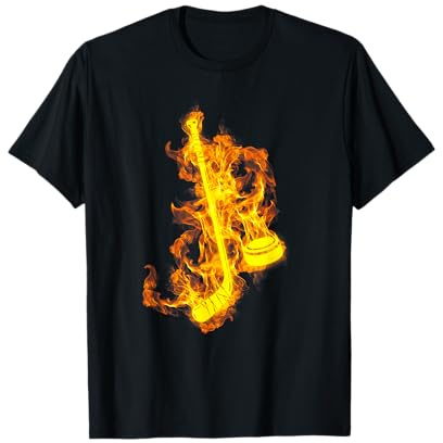 Fire Ice Hockey Stick And Puck Flaming Hockey Player T-Shirt