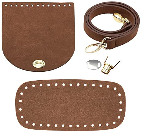 Csirnto Taschenboden zum Häkeln 5 Stück PU Ledertasche Strickset Taschenboden Taschenzubehör zum Nähen mit Tasche Twist Lock Taschenriemen ​für Taschen-Herstellung Handtasche DIY Craft