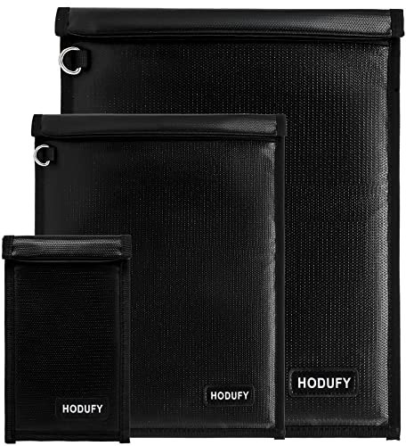 Hodufy 3 Stück Faraday Tasche Bag für Laptop/Tablets/Car Keys,(16.9X15,12.8X10,7.7X4.7 Zoll) Keyless Go Schutz Autoschlüssel Tasche,Feuerfest und Wasserdicht Signal GPS Blocker Tasche(Black)