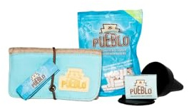 Pueblo Tabaktasche Jute Set - Tabakbeutel Drehertasche + Hydrostein + Filters +ungebleicht Papers Pouch, Türkis - Braun