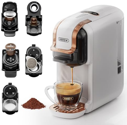 HIBREW H2B Machine à café pour expresso, boissons chaudes et froides, infusion froide, or chaud, 5 en 1, multi-capsules, poudre, moulue