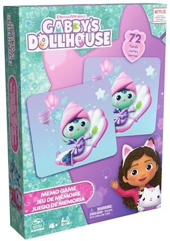 Gabby et la Maison Magique - Memo 72 Cartes Gabby Chat - Jeu De Société - Jeu De Mémoire Concentration 72 Cartes pour Collecter 36 Paires - Jouet Enfant 4 Ans Et +