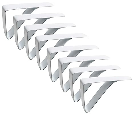 Pargleev Large Tablecloth Clips Stainless Steel Rust Proof Table Cloth Clips Table Clips for Home, Restaurants, Picnic, Party, Dining Tables - Fits Up to 2.6 Inch Thick Tables 8Pcs White