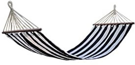 Farbstab-Hängematte Outdoor-Freizeit-Baumwoll-Segeltuch-Hängematte mit Holzstab Park-Schaukel-Hängematte Einzel-Hängesessel (Color : Black)