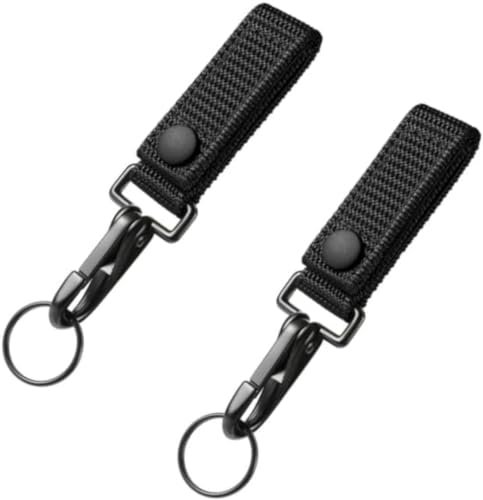 LuoQiuFa Duty Gürtelhalter Clip Schlüsselhalter mit Metallverschluss und Nylon MOLLE-Gurt geeignet für Outdoor-Sportarten (schwarz, 2er-Pack), Schwarz, 2.75In