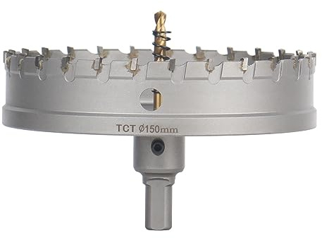 Vearter TCT Scie-cloche en carbure de tungstène 150 mm avec foret pilote - Cutter pour métaux durs, acier inoxydable, acier doux, alliage d'aluminium, cuivre, fer, plastique et fibre de verre