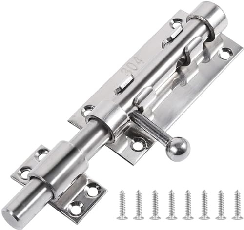 ZiYuya Schieberiegel Torriegel Türriegel Schwarz Bolzenriegel Edelstahl Riegelschloss Abschließbar Grendelriegel Schlossriegel Verriegelung, Zylinderriegel mit Vorhängeschloss, 6 Inch | Robuster Bolzenriegel für Schrank, Badezimmer, Türen, Fenster, Garage, 15,2 cm