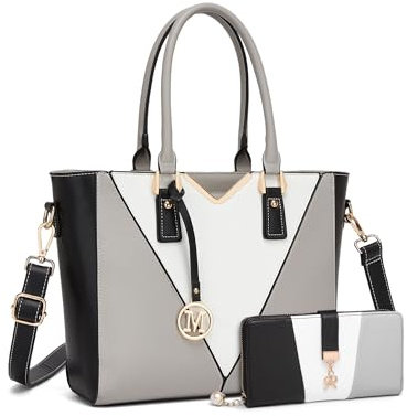Miss Lulu Damen Handtasche Mittelgroß PU Leder Tasche Schultertasche Tote Shopper mit Umhängetasche, Elegant Größe für Arbeit Reisen Business