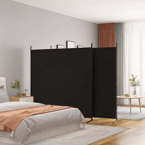 Mengtu Schwarz Stoff Raumteiler 3 Panel, 525x180cm, zusammenklappbar, für Privatsphäre Model350281