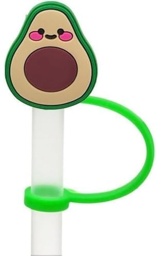 Tapones de silicona para vasos, tapas de popote, reutilizables, de colores, a prueba de polvo, compatibles con dispensadores de pajitas de botellas de agua de 7 a 8 mm (aguacate)
