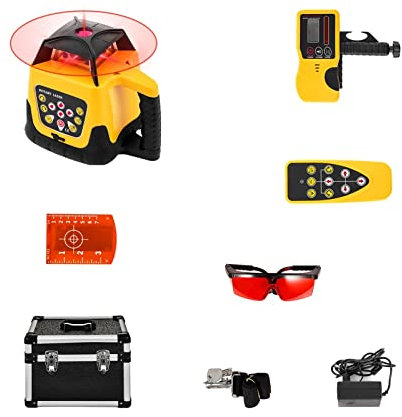 Niveau Laser Rotatif à 360° Auto-nivelant 500 m, Outils de Mesure à Balayage Horizontal Vertical, Machine de Niveau Laser Rouge Vert (Couleur : Nero, Taille : Faisceau Rouge 1)