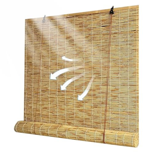 Bambus-Rollo for innen/außen, Bambus-Jalousien, Bambus-Fensterläden, aufrollbare Bambus-Privatsphäre Vorhang leicht zu installieren; Sichtschutz, Bambusrollo(W140xH250cm/55x99in)