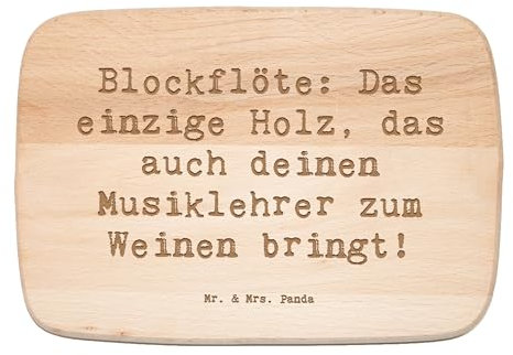 Mr. & Mrs. Panda Frühstücksbrett Spruch Blockflöte Humor - Geschenk, Musikzitat, Schneidebrett Holz, Altblockflöte, Notenblätter, Musikschule,