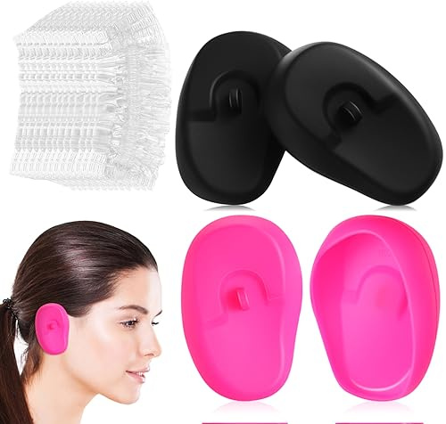 DRESSOOS Silikon Ohrenschützer 2 Paar Universell Elastisch Transparent Ohrenschutz Für Haarefärben Dusche Und Bad Haarpflege