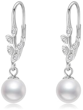 Pärlörhängen i sterlingsilver bladpärlor dinglande örhängen pärlsmycken presenter för kvinnor