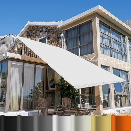 Rechteck Sonnenschutz Garten Balkon 1.7 x 1.9 m Leicht Und Haltbarkeit Balkon Sichtschutz Reißfest für Balkon Terrasse Garten, Weiß