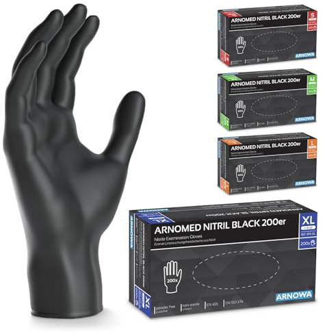 400x ARNOMED® Einweghandschuhe Schwarz, Nitril Handschuhe XL